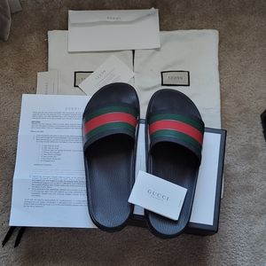 Guci Men's Web rubber slide